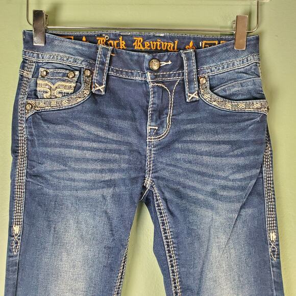 Rock Revival Womens Tali Mid Rise Boot Cut Jeans Size 24 - Picture 7 of 12